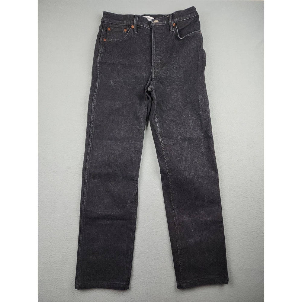 RE/DONE Jeans Womens 28 Black Dark Wash High Rise Slim Straight Stretch Denim